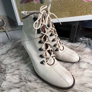 Coach Lucia Ivory Lace-Up Booties
